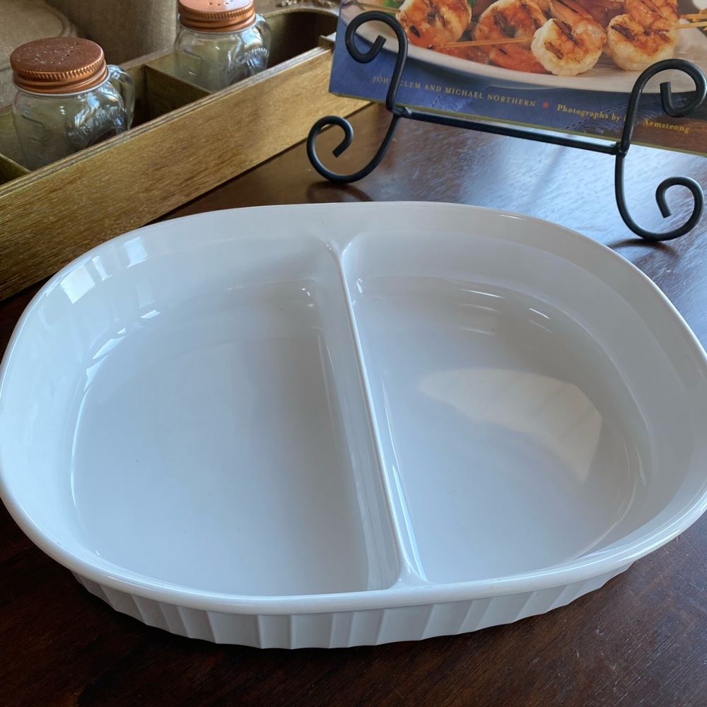 Vintage Corning ware divided dish